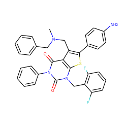 CN(Cc1ccccc1)Cc1c(-c2ccc(N)cc2)sc2c1c(=O)n(-c1ccccc1)c(=O)n2Cc1c(F)cccc1F ZINC000027191937