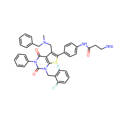 CN(Cc1ccccc1)Cc1c(-c2ccc(NC(=O)CCN)cc2)sc2c1c(=O)n(-c1ccccc1)c(=O)n2Cc1c(F)cccc1F ZINC000027110021