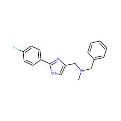 CN(Cc1ccccc1)Cc1c[nH]c(-c2ccc(F)cc2)n1 ZINC000013741818