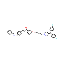 CN(Cc1ccccc1)Cc1ccc(/C=C2\Cc3ccc(OCCCCCN4CCC(=C(c5ccc(F)cc5)c5ccc(F)cc5)CC4)cc3C2=O)cc1 ZINC000473249913