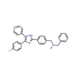 CN(Cc1ccccc1)Cc1ccc(-c2nc(-c3ccc(F)cc3)c(-c3ccncc3)[nH]2)cc1 ZINC000001536443