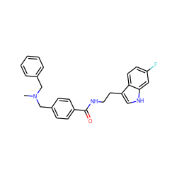 CN(Cc1ccccc1)Cc1ccc(C(=O)NCCc2c[nH]c3cc(F)ccc23)cc1 ZINC000169341967