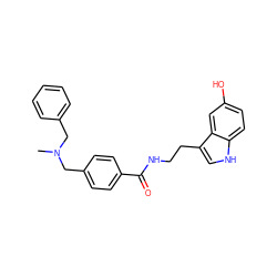 CN(Cc1ccccc1)Cc1ccc(C(=O)NCCc2c[nH]c3ccc(O)cc23)cc1 ZINC000169341960