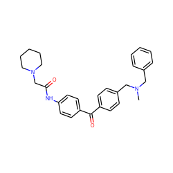 CN(Cc1ccccc1)Cc1ccc(C(=O)c2ccc(NC(=O)CN3CCCCC3)cc2)cc1 ZINC000071317922