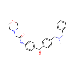 CN(Cc1ccccc1)Cc1ccc(C(=O)c2ccc(NC(=O)CN3CCOCC3)cc2)cc1 ZINC000071319394