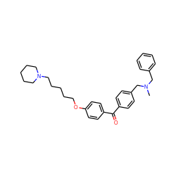 CN(Cc1ccccc1)Cc1ccc(C(=O)c2ccc(OCCCCCN3CCCCC3)cc2)cc1 ZINC000071297076