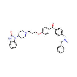 CN(Cc1ccccc1)Cc1ccc(C(=O)c2ccc(OCCCN3CCC(n4c(=O)[nH]c5ccccc54)CC3)cc2)cc1 ZINC000071297080