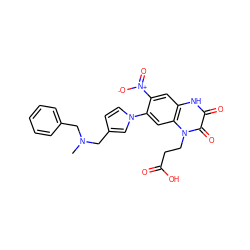 CN(Cc1ccccc1)Cc1ccn(-c2cc3c(cc2[N+](=O)[O-])[nH]c(=O)c(=O)n3CCC(=O)O)c1 ZINC000013445042