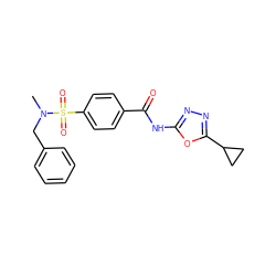 CN(Cc1ccccc1)S(=O)(=O)c1ccc(C(=O)Nc2nnc(C3CC3)o2)cc1 ZINC000002456997