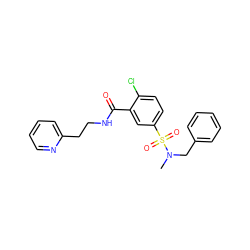 CN(Cc1ccccc1)S(=O)(=O)c1ccc(Cl)c(C(=O)NCCc2ccccn2)c1 ZINC000006191394