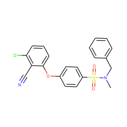 CN(Cc1ccccc1)S(=O)(=O)c1ccc(Oc2cccc(Cl)c2C#N)cc1 ZINC000001048809