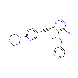 CN(Cc1ccccc1)c1c(N)ncnc1C#Cc1ccc(N2CCOCC2)nc1 ZINC000013475458