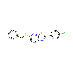 CN(Cc1ccccc1)c1ccc2nc(-c3ccc(Cl)cc3)oc2n1 ZINC000205324455