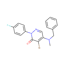 CN(Cc1ccccc1)c1cnn(-c2ccc(F)cc2)c(=O)c1Br ZINC000001392452