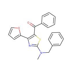 CN(Cc1ccccc1)c1nc(-c2ccco2)c(C(=O)c2ccccc2)s1 ZINC000040849205