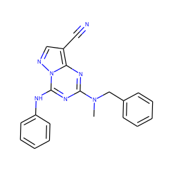 CN(Cc1ccccc1)c1nc(Nc2ccccc2)n2ncc(C#N)c2n1 ZINC000028707947