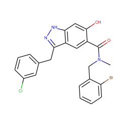 CN(Cc1ccccc1Br)C(=O)c1cc2c(Cc3cccc(Cl)c3)n[nH]c2cc1O ZINC000084709353