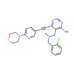 CN(Cc1ccccc1Cl)Cc1c(N)ncnc1C#Cc1ccc(N2CCOCC2)nc1 ZINC000013475471