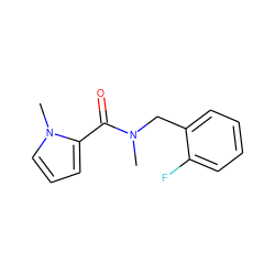 CN(Cc1ccccc1F)C(=O)c1cccn1C ZINC000013493575