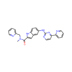 CN(Cc1ccccn1)C(=O)c1cc2cc(Nc3nccc(-c4ccccn4)n3)ccc2[nH]1 ZINC000144201262