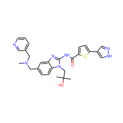 CN(Cc1cccnc1)Cc1ccc2c(c1)nc(NC(=O)c1ccc(-c3cn[nH]c3)s1)n2CC(C)(C)O ZINC000040955228