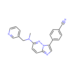 CN(Cc1cccnc1)c1ccc2ncc(-c3ccc(C#N)cc3)n2n1 ZINC000040430125