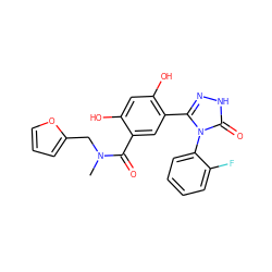 CN(Cc1ccco1)C(=O)c1cc(-c2n[nH]c(=O)n2-c2ccccc2F)c(O)cc1O ZINC000114306241