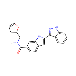 CN(Cc1ccco1)C(=O)c1ccc2cc(-c3n[nH]c4ccccc34)[nH]c2c1 ZINC000066078508