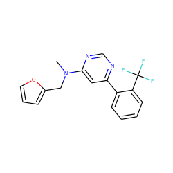 CN(Cc1ccco1)c1cc(-c2ccccc2C(F)(F)F)ncn1 ZINC000004239290