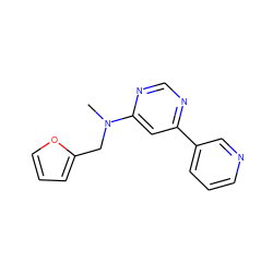 CN(Cc1ccco1)c1cc(-c2cccnc2)ncn1 ZINC000004258354