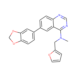 CN(Cc1ccco1)c1ncnc2ccc(-c3ccc4c(c3)OCO4)cc12 ZINC000004267325