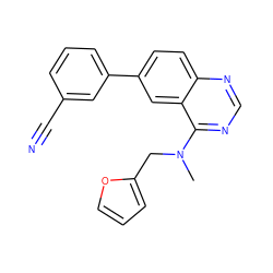 CN(Cc1ccco1)c1ncnc2ccc(-c3cccc(C#N)c3)cc12 ZINC000004268456