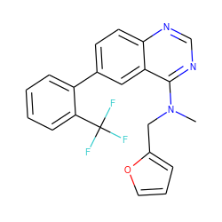 CN(Cc1ccco1)c1ncnc2ccc(-c3ccccc3C(F)(F)F)cc12 ZINC000004264646