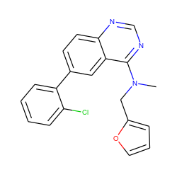 CN(Cc1ccco1)c1ncnc2ccc(-c3ccccc3Cl)cc12 ZINC000004265054