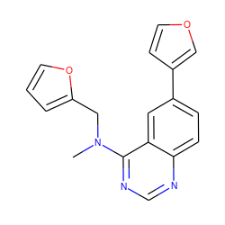 CN(Cc1ccco1)c1ncnc2ccc(-c3ccoc3)cc12 ZINC000004266116