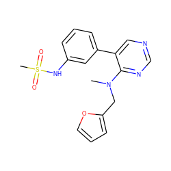 CN(Cc1ccco1)c1ncncc1-c1cccc(NS(C)(=O)=O)c1 ZINC000004239370