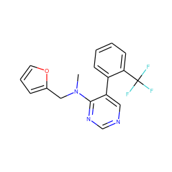 CN(Cc1ccco1)c1ncncc1-c1ccccc1C(F)(F)F ZINC000004239327