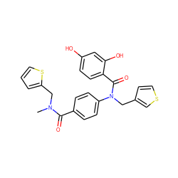 CN(Cc1cccs1)C(=O)c1ccc(N(Cc2ccsc2)C(=O)c2ccc(O)cc2O)cc1 ZINC000653668934