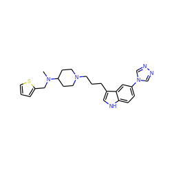 CN(Cc1cccs1)C1CCN(CCCc2c[nH]c3ccc(-n4cnnc4)cc23)CC1 ZINC000013802496