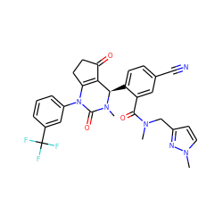 CN(Cc1ccn(C)n1)C(=O)c1cc(C#N)ccc1[C@@H]1C2=C(CCC2=O)N(c2cccc(C(F)(F)F)c2)C(=O)N1C ZINC001772602241