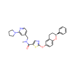 CN(Cc1ccnc(N2CCCC2)c1)C(=O)c1cnc(Oc2ccc3c(c2)CC[C@@H](c2ccccc2)O3)s1 ZINC000145667405