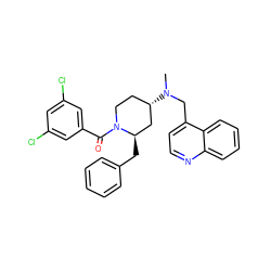 CN(Cc1ccnc2ccccc12)[C@H]1CCN(C(=O)c2cc(Cl)cc(Cl)c2)[C@H](Cc2ccccc2)C1 ZINC000029346357