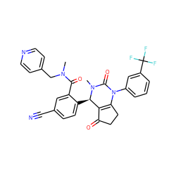 CN(Cc1ccncc1)C(=O)c1cc(C#N)ccc1[C@@H]1C2=C(CCC2=O)N(c2cccc(C(F)(F)F)c2)C(=O)N1C ZINC001772597764