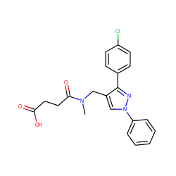 CN(Cc1cn(-c2ccccc2)nc1-c1ccc(Cl)cc1)C(=O)CCC(=O)O ZINC000002657844