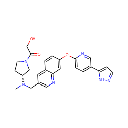 CN(Cc1cnc2cc(Oc3ccc(-c4ccn[nH]4)cn3)ccc2c1)[C@@H]1CCN(C(=O)CO)C1 ZINC000215842927