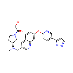 CN(Cc1cnc2cc(Oc3ccc(-c4ccn[nH]4)cn3)ccc2c1)[C@H]1CCN(C(=O)CO)C1 ZINC000215842972