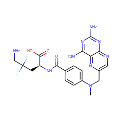 CN(Cc1cnc2nc(N)nc(N)c2n1)c1ccc(C(=O)N[C@@H](CC(F)(F)CN)C(=O)O)cc1 ZINC000013604301