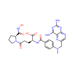 CN(Cc1cnc2nc(N)nc(N)c2n1)c1ccc(C(=O)N[C@@H](CCC(=O)N2CCC[C@H]2C(=O)NO)C(=O)O)cc1 ZINC000028713649