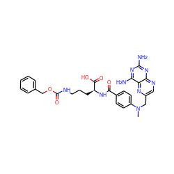 CN(Cc1cnc2nc(N)nc(N)c2n1)c1ccc(C(=O)N[C@@H](CCCNC(=O)OCc2ccccc2)C(=O)O)cc1 ZINC000027547784