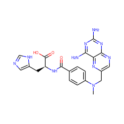 CN(Cc1cnc2nc(N)nc(N)c2n1)c1ccc(C(=O)N[C@@H](Cc2cnc[nH]2)C(=O)O)cc1 ZINC000013604555